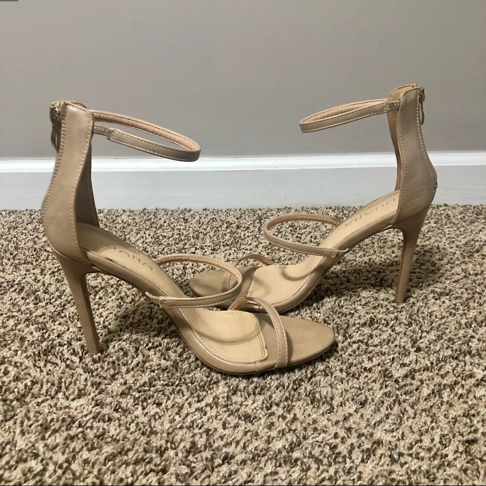 Triple Strap Nude Stiletto Pump Heel Shoes